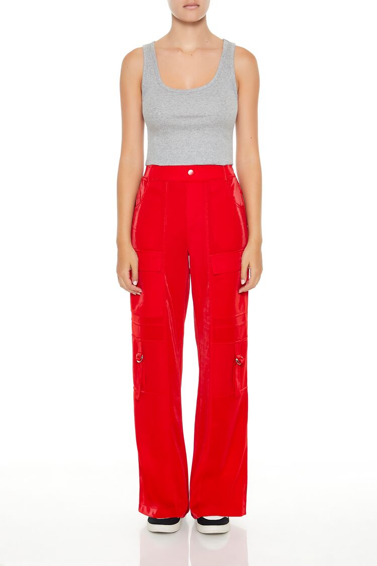 Women's Wide-Leg Utility Cargo Pants in High Risk Red Small