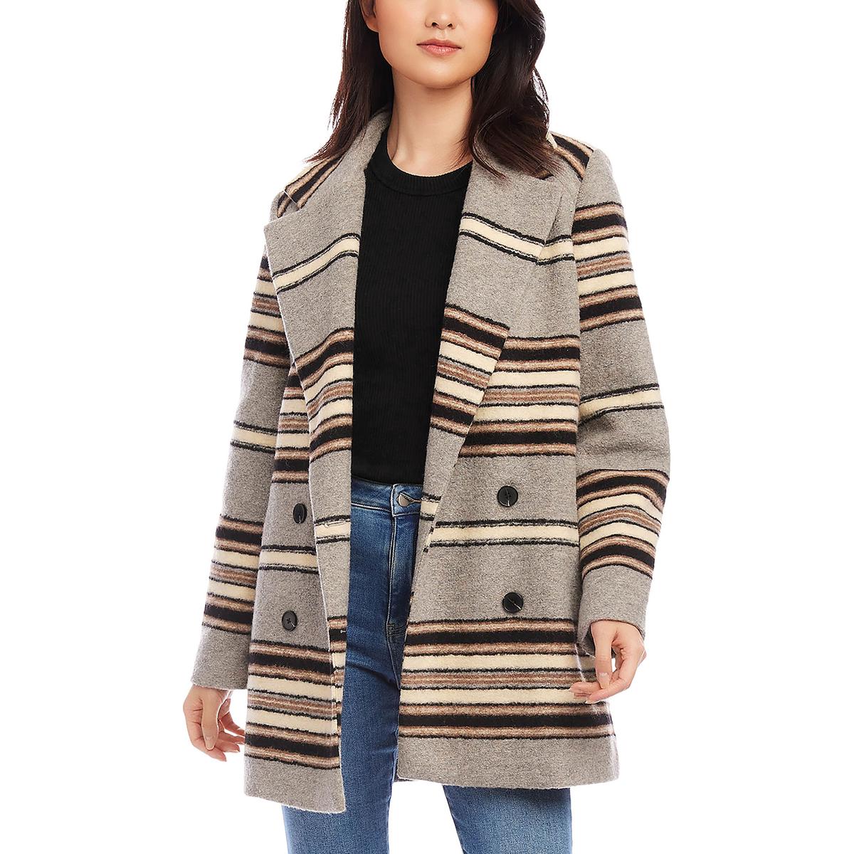 Womens Wool Blend Double-Breasted Pea Coat