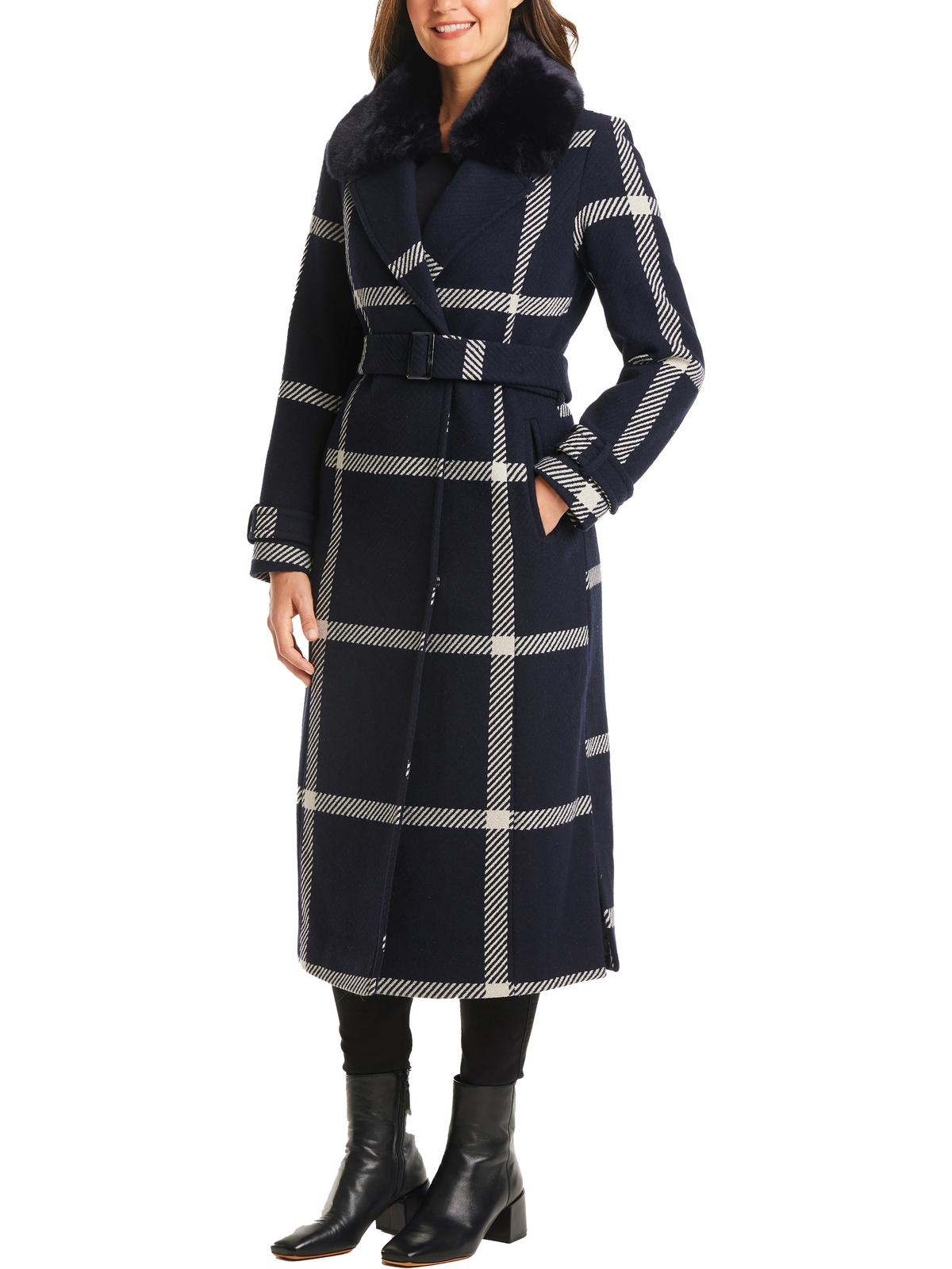 Womens Wool Blend Long Wrap Coat