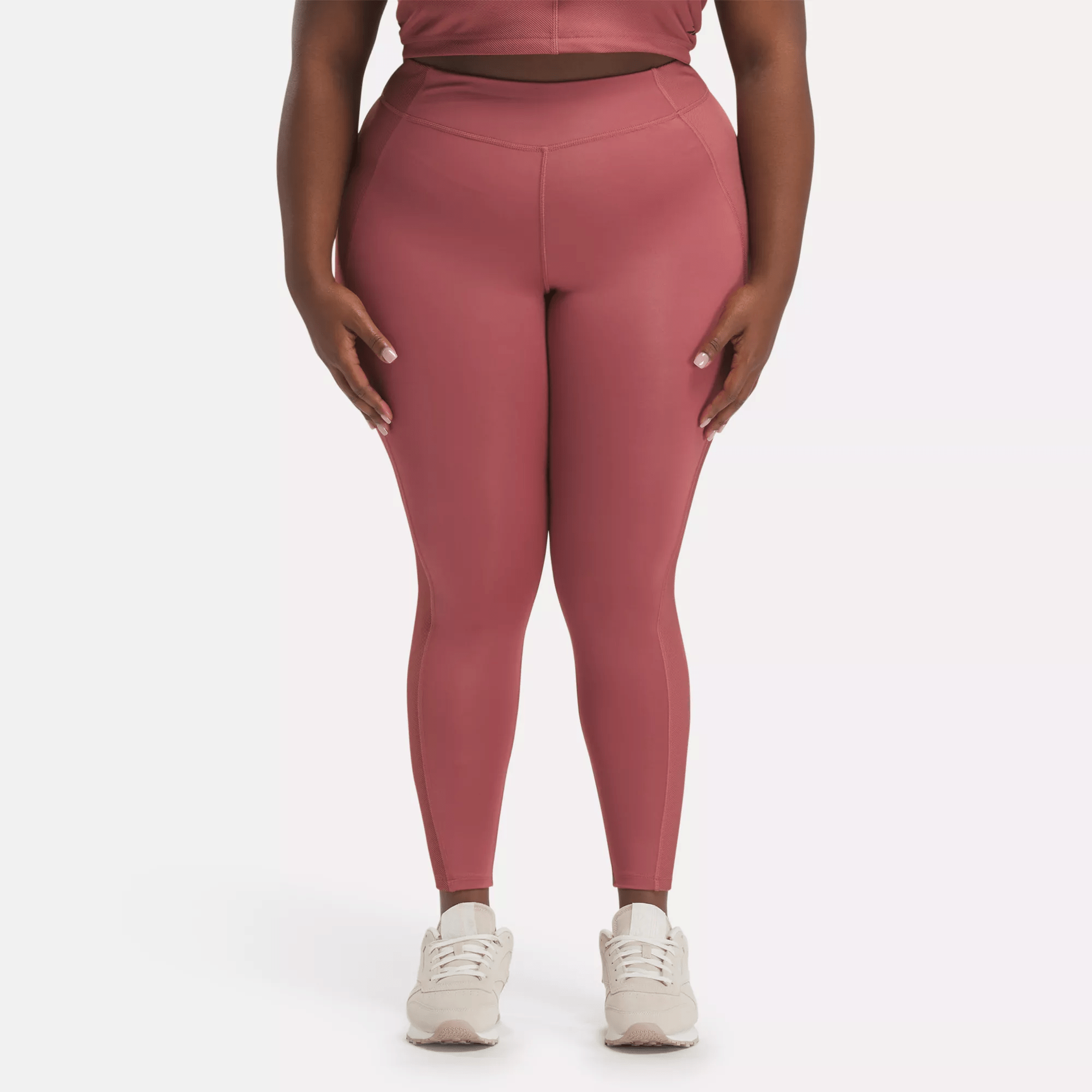 Women's Yoga High-Waisted Performance Rib Leggings (Plus Size) in Red