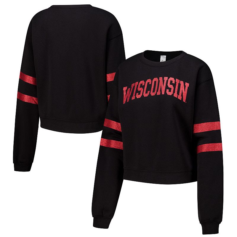 Women's ZooZatz Black Wisconsin Badgers Glitter Pullover Sweatshirt, Size: Medium