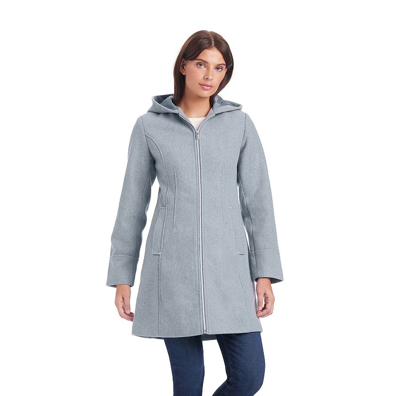 Women's d.e.t.a.i.l.s Melange Faux Wool Zip-Front Coat, Size: Large, Blue