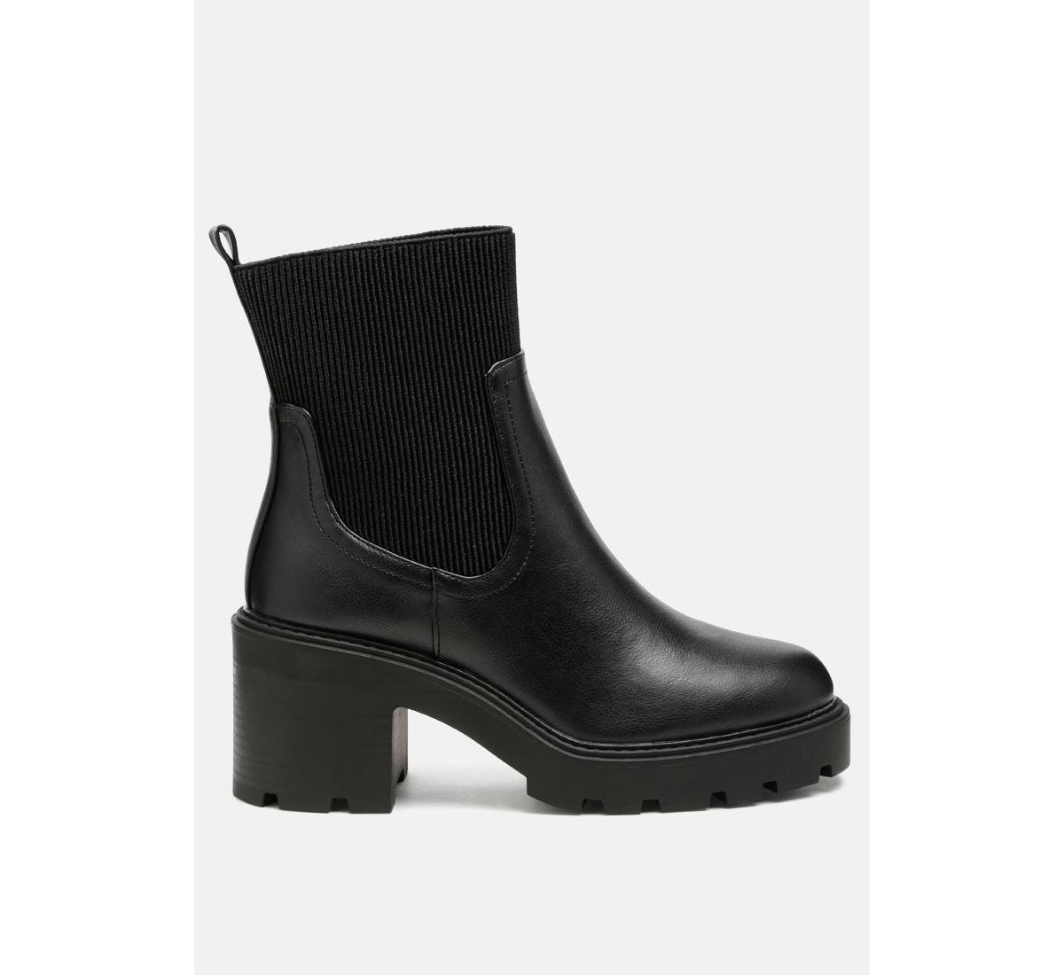 Womens liam sock chunky chelsea boots - Black