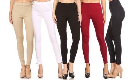 Women'sHigh Waisted Skinny Pull-On Pants Ankle Stretchy Jeggings White Small(2-4)