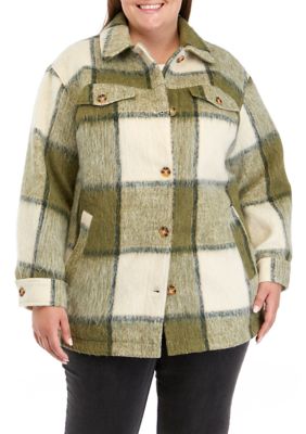 Wonderly Women's Plus Size Faux Wool Shacket, 1X