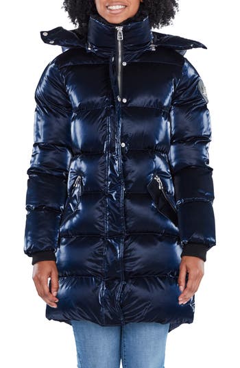 Woodpecker Penguin Faux Fur Lined Hooded Quilted Puffer Coat in All Wet Navy at Nordstrom Rack, Size Small