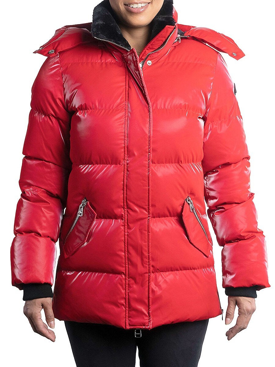 Woodpecker Women's Bumnester Faux Fur Lined Puffer Coat - All Wet Red - Size XS