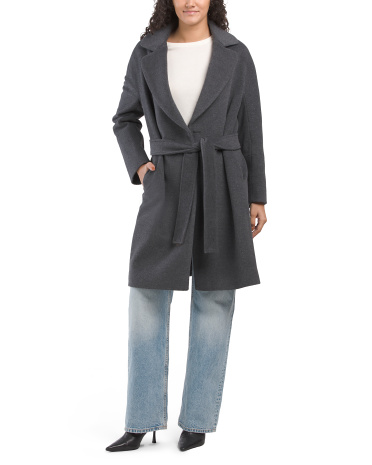 Wool Blend Wrap Coat for Women | Wool/Viscose/Cashmere