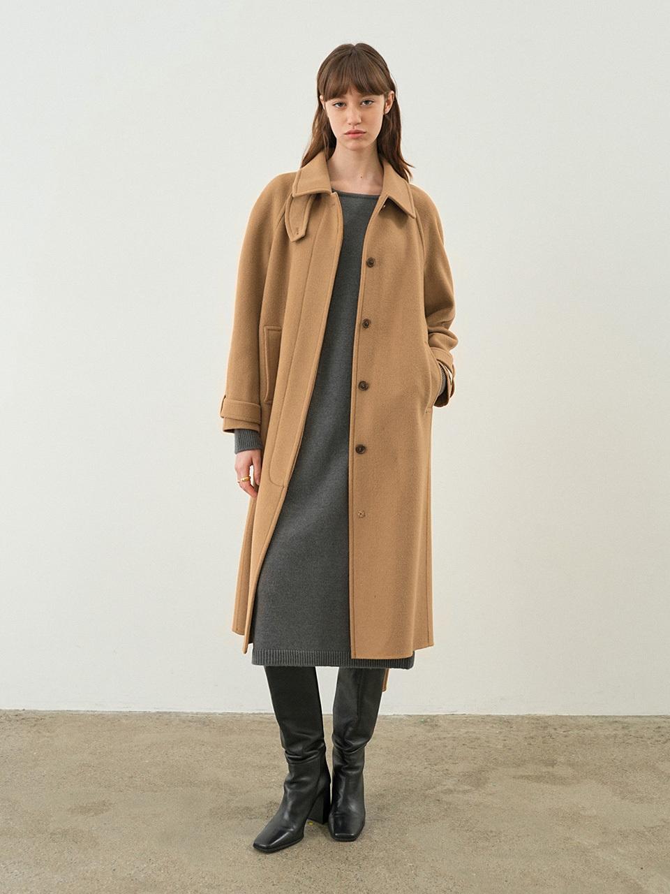 Wool Cashmere Balmacaan Maxi Coat [Camel] (NEW4WHA27_92)