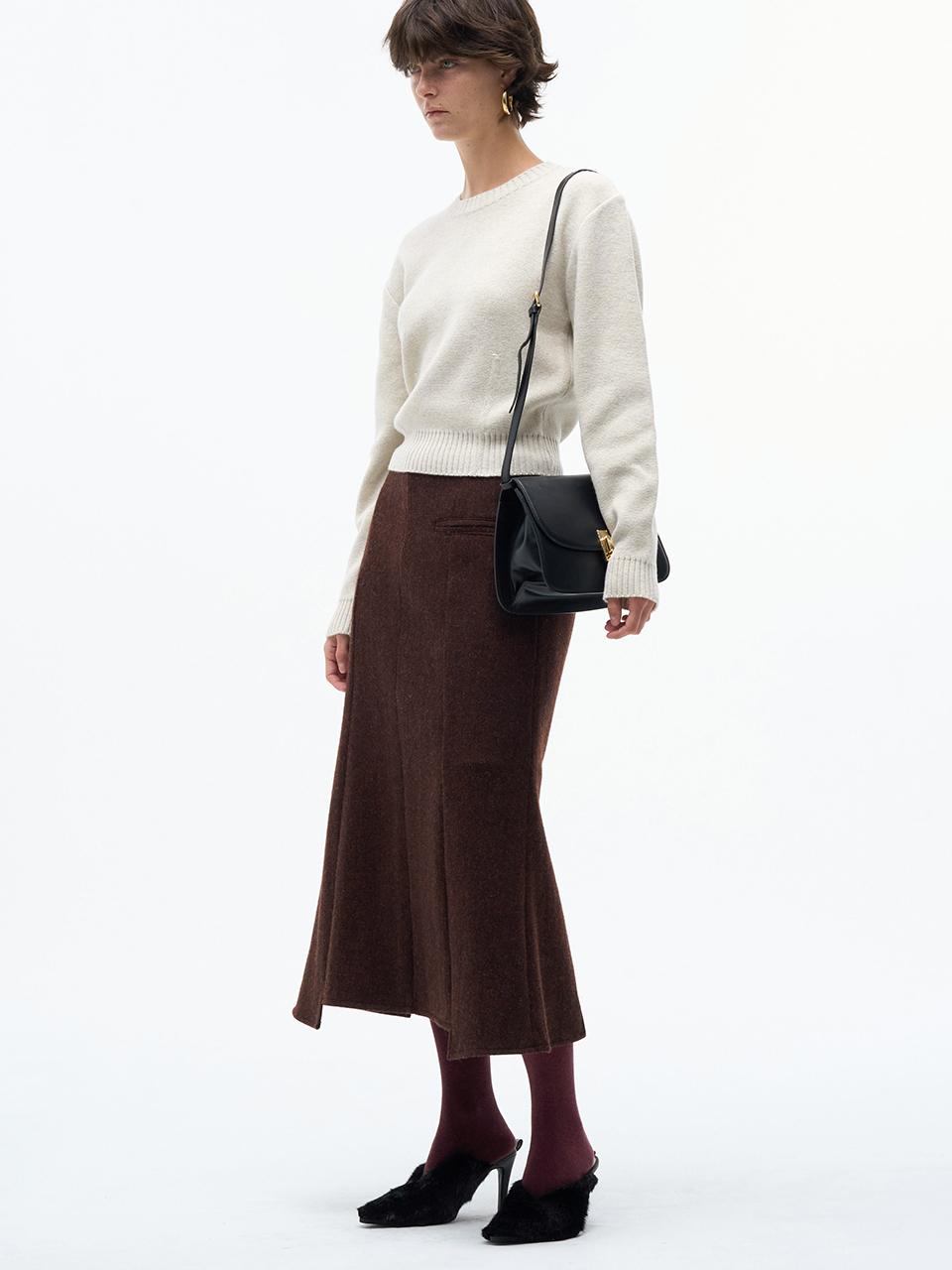 Wool Mermaid Midi Skirt [Wine]