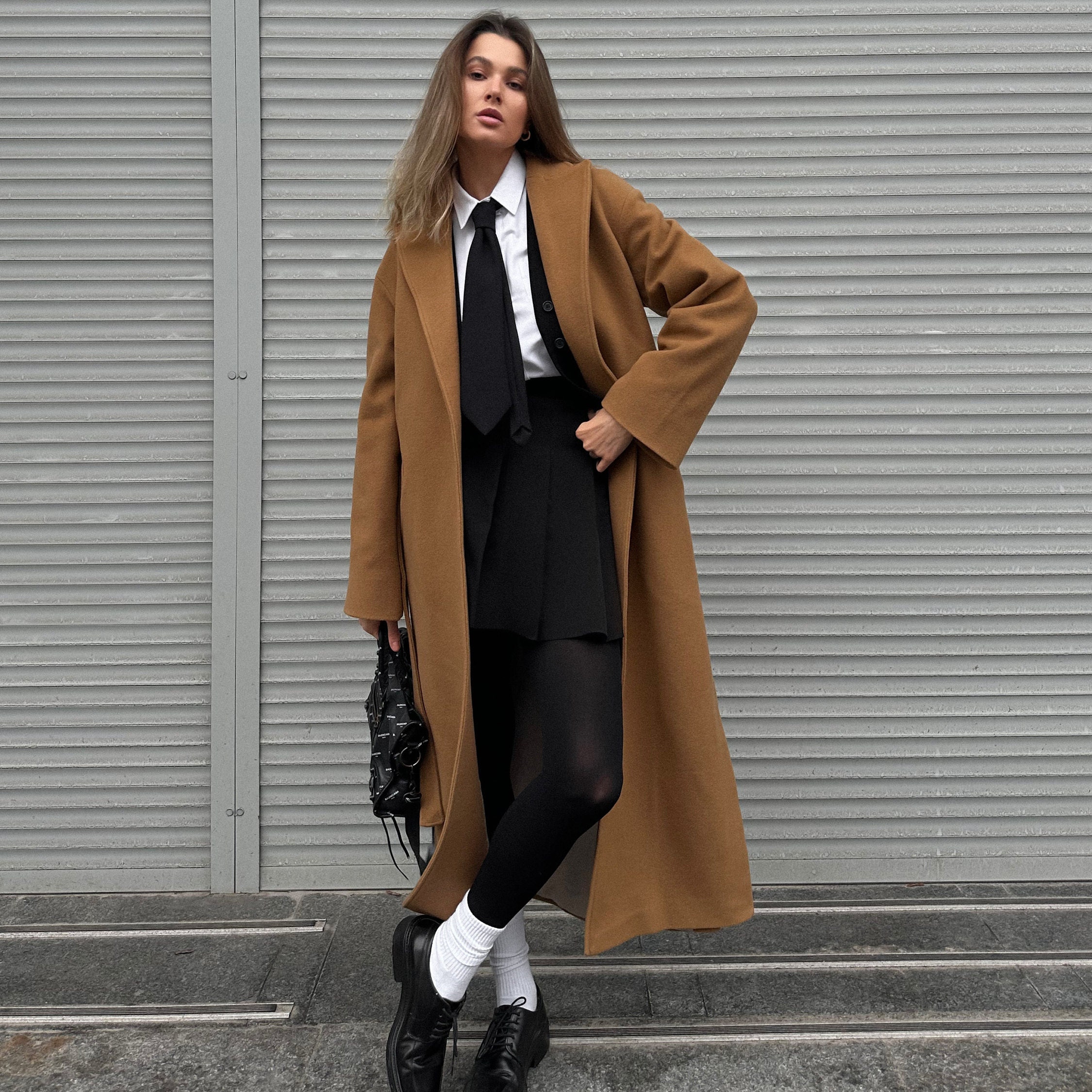 Wool Robe Coat/Camel Wrap Soft Wool Warm Oversized Overcoat Winter Camel // Samantha