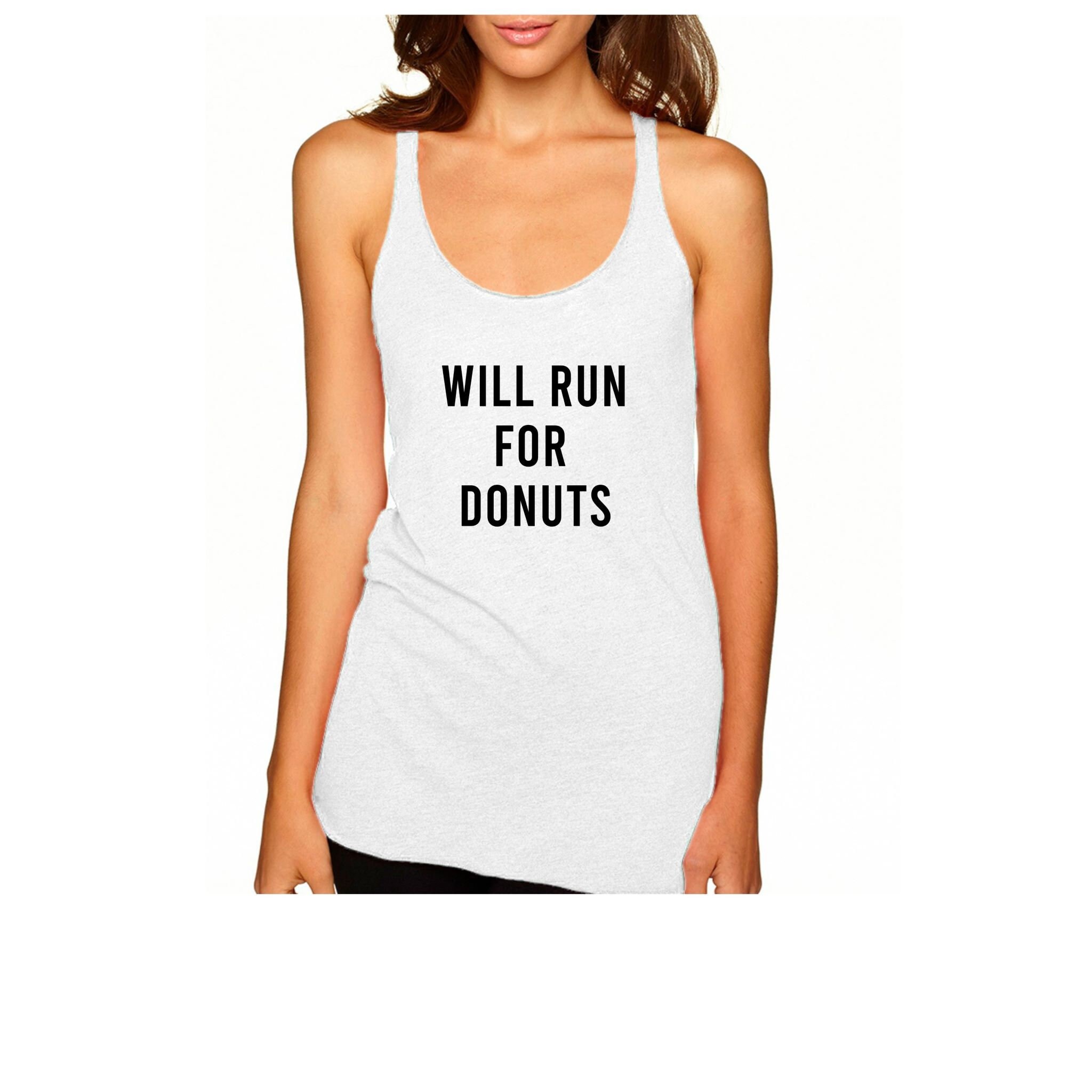 Workout Shirt, Women's Tank, Activewear For Women, Will Run Donuts, Running Marathon Donut Gym Gift