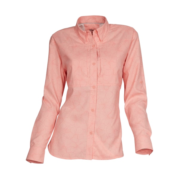 World Wide Sportsman Marina Long-Sleeve Shirt for Ladies - Candlelight Peach Hibiscus - M