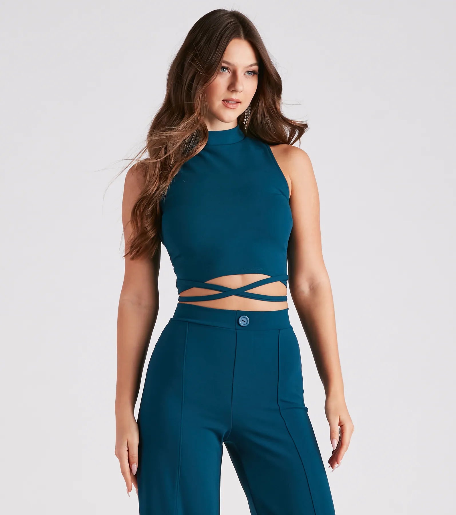 Wrap Around You Crepe Crop Top