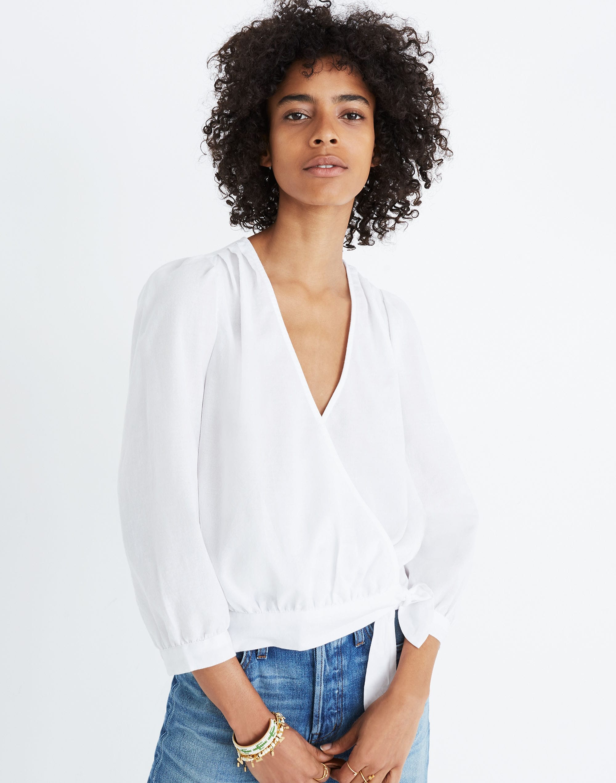 Wrap Top in Eyelet White