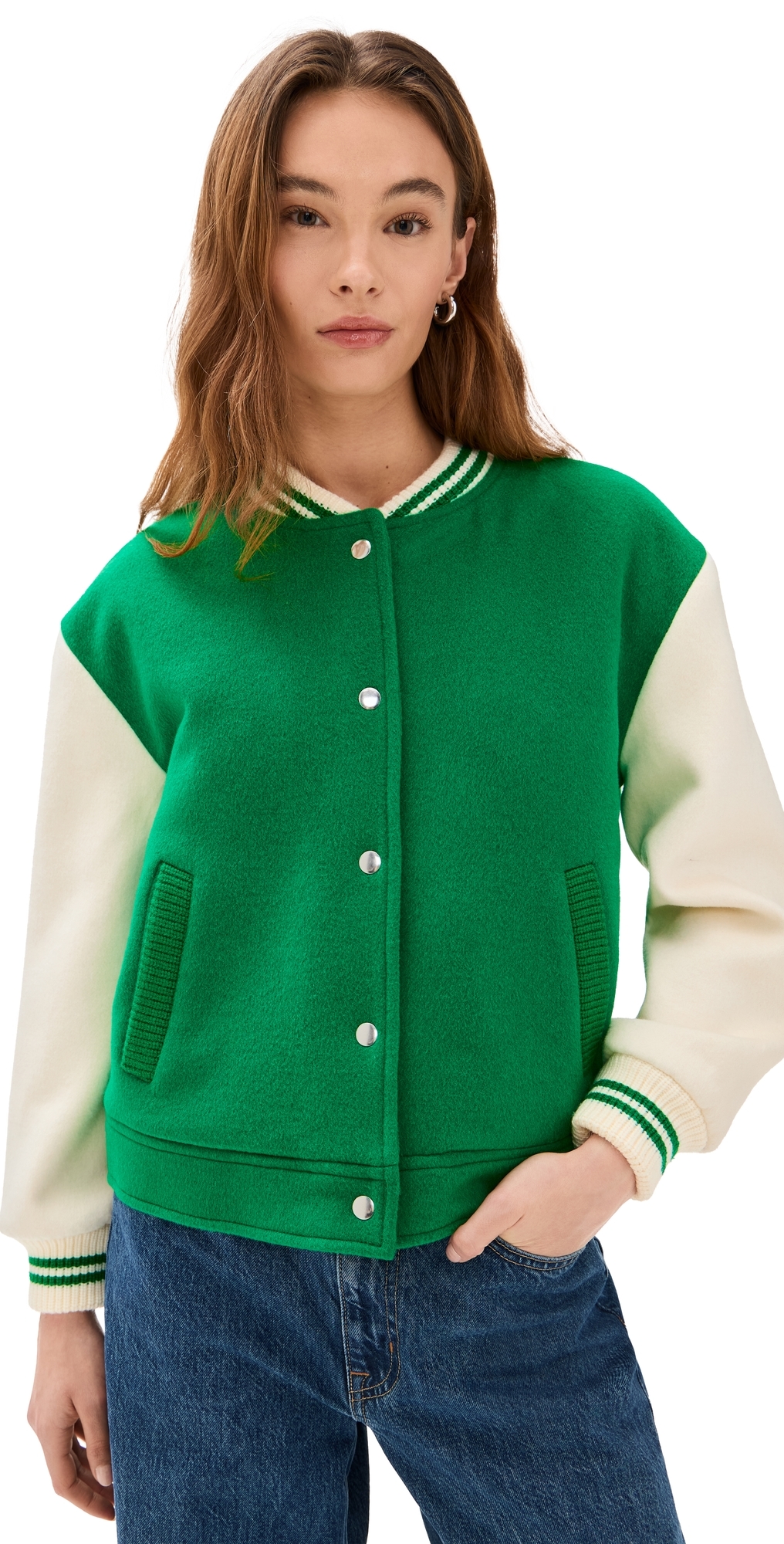 XIRENA Varsity Jacket Green Chalk XS