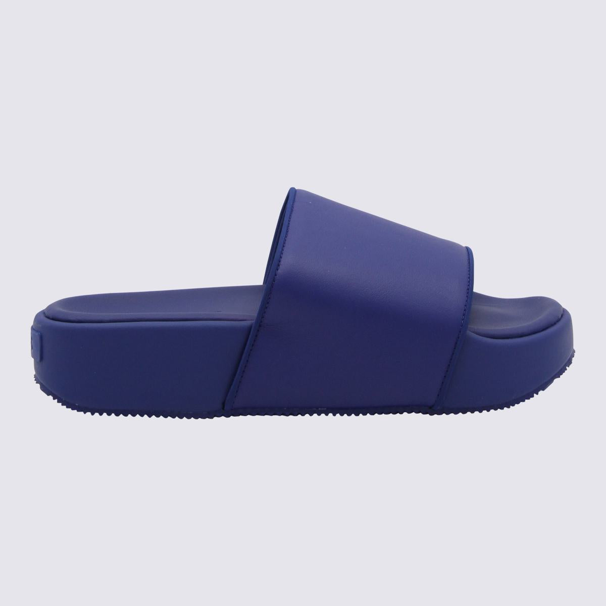 Y-3 Adidas Ink Blue Leather Sliders