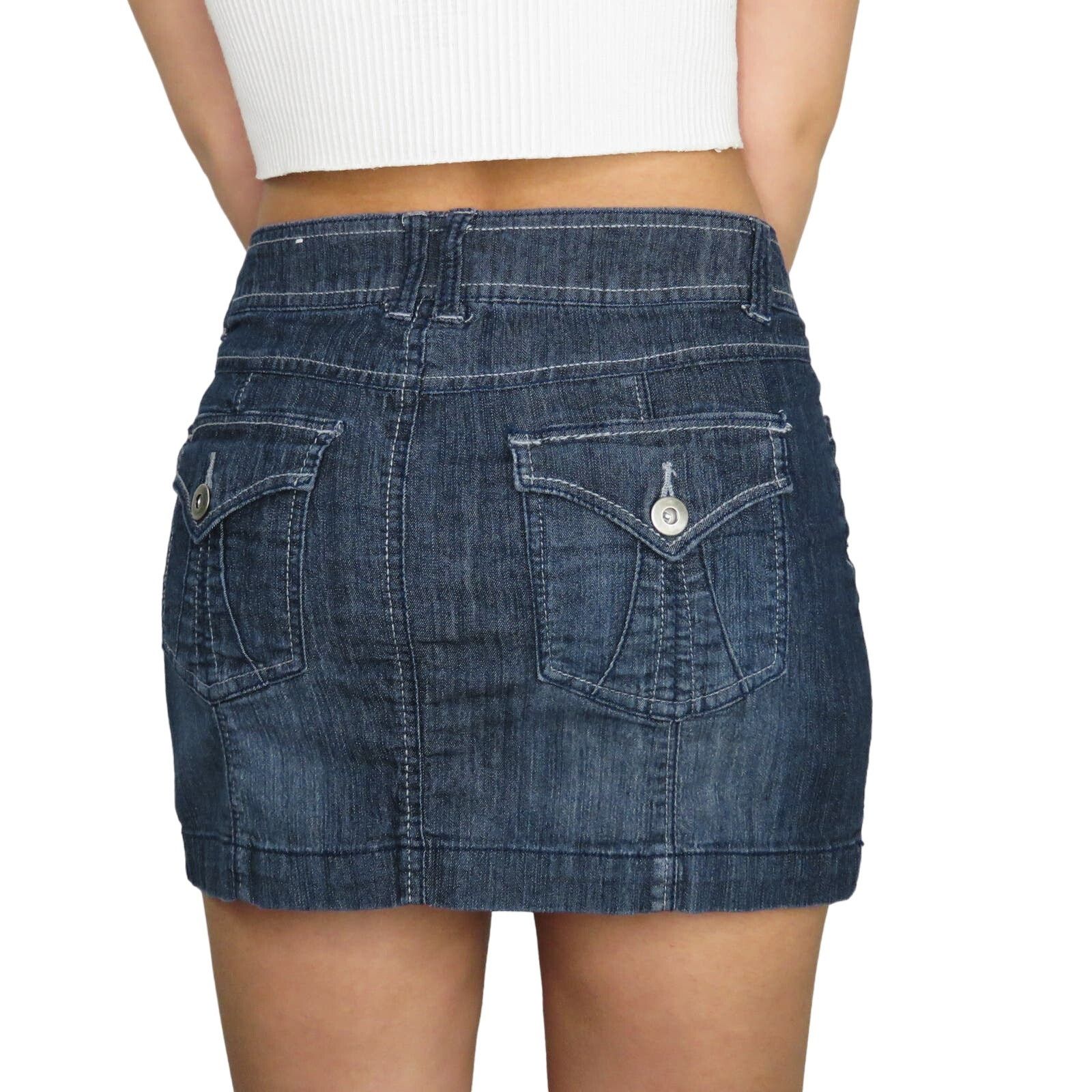 Y2K Denim Vintage Jean Mini Skirt Denim Micro Skirt 29" in Blue, Women's