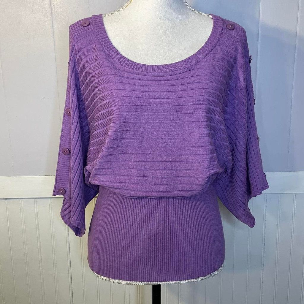 Y2K Purple Sweater Joseph A. Purple Knit Top, Size L, Women's