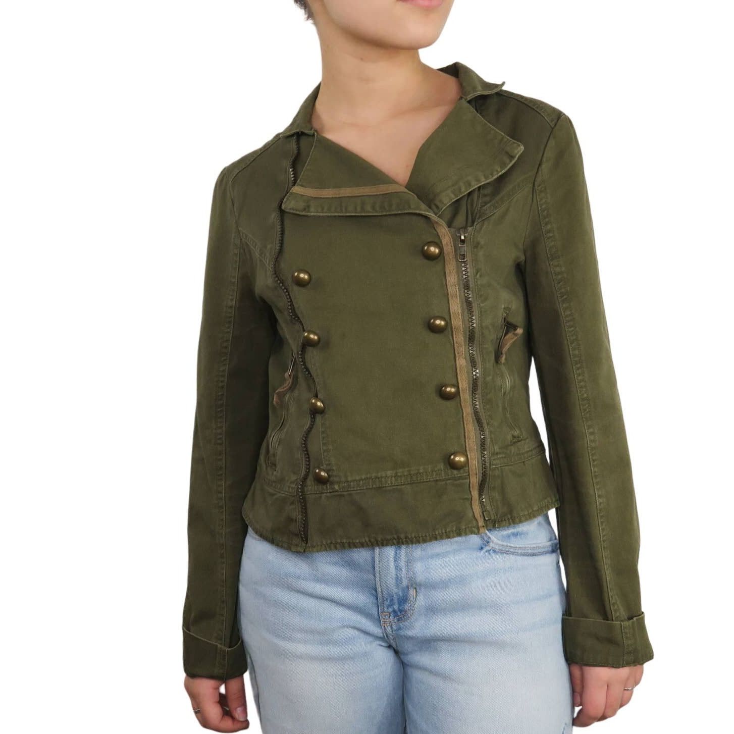 Y2K Urban Outfitters Sashimi Green Utility Jacket Brass Med, Women's (Size Medium)