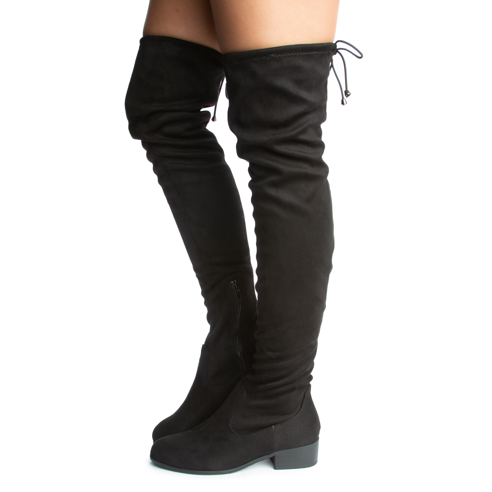 Yah-S Over The Knee Suede Boot Black Imsu