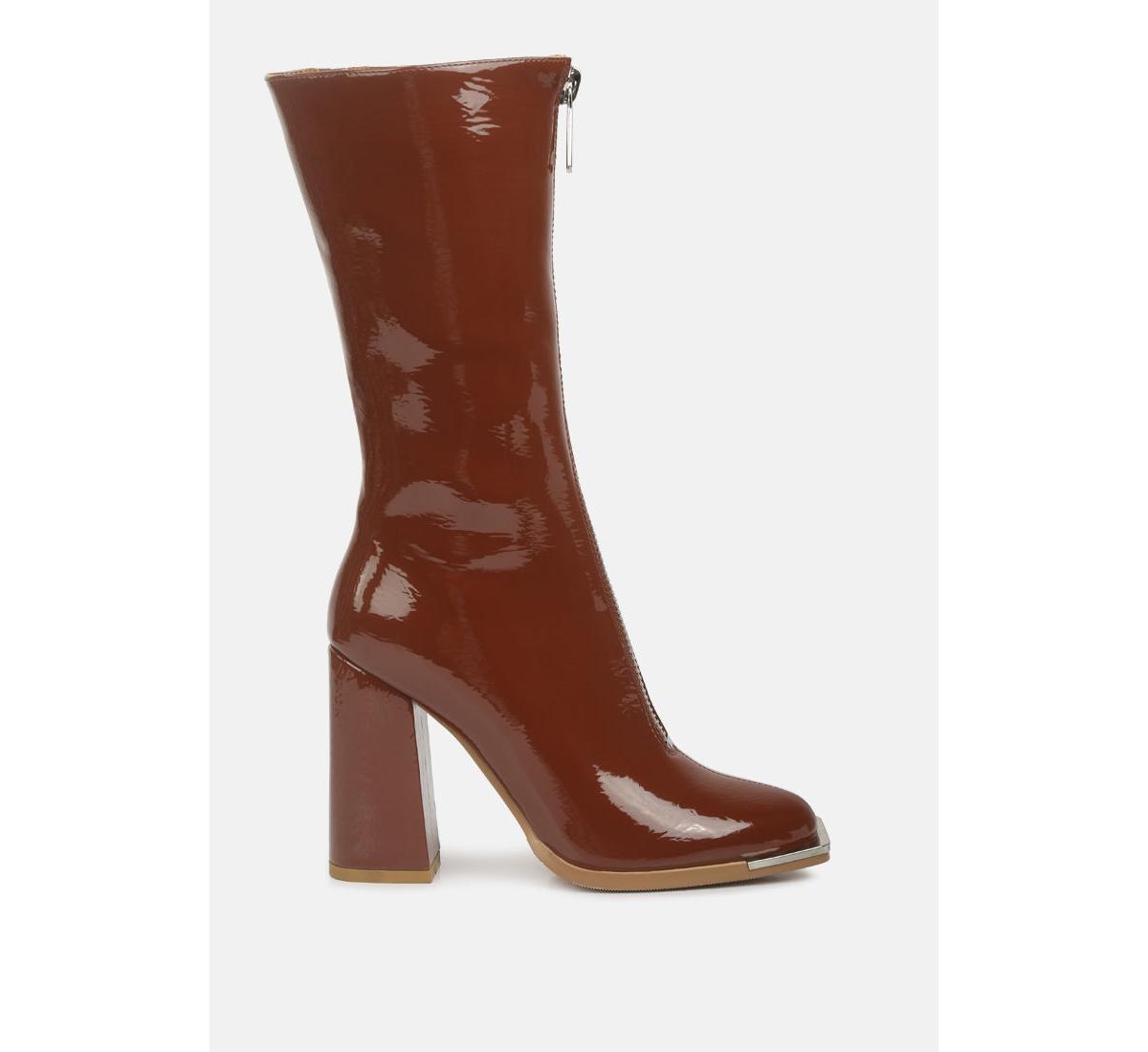 Year Round High Heeled Calf Boots - Tan