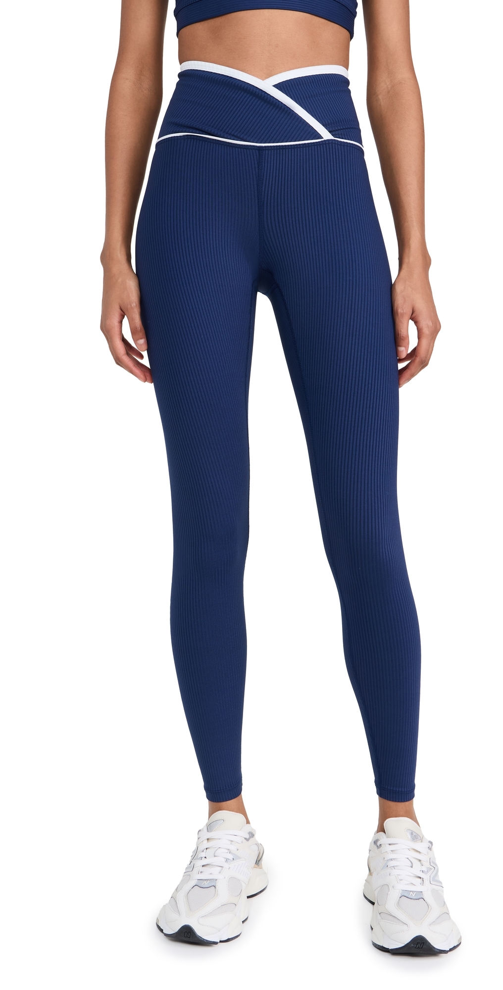 Year of Ours Ribbed Two Tone Veronica Leggings Navy/White M