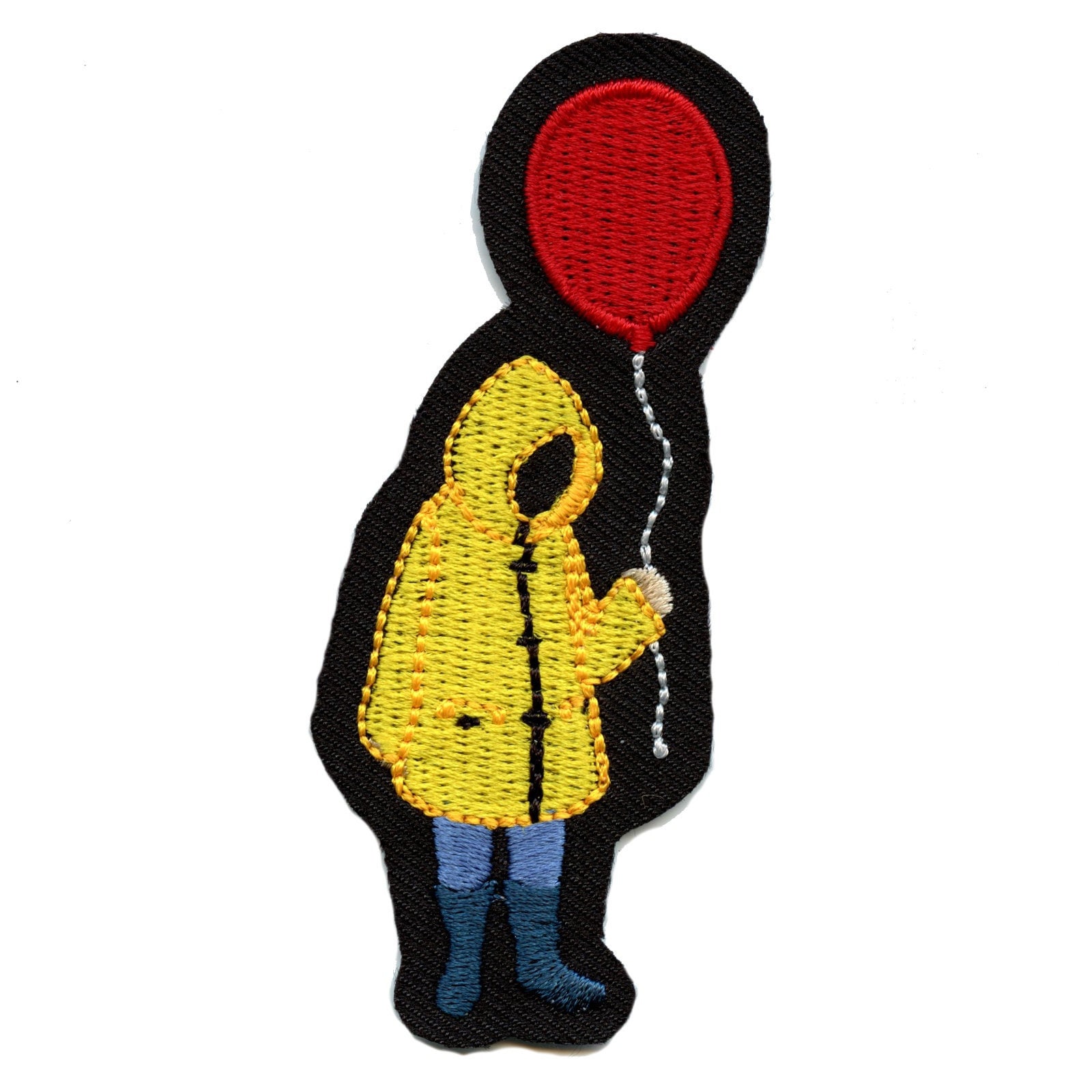 Yellow Raincoat Red Balloon Patch Scary Movie Iron On Embroidered Bd1