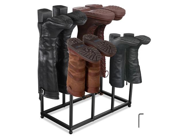 Yescom 4 Pair Boot Rack Black Metal Free Standing Shoe Storage Organizer Closet Shelf Holds 4 Pairs for Tall Boot, Rain Boot, Knee-High Maintain...