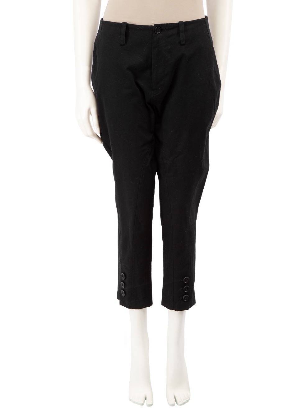 Yohji Yamamoto Y's Yohji Yamamoto Black Slim Fit Cropped Trousers