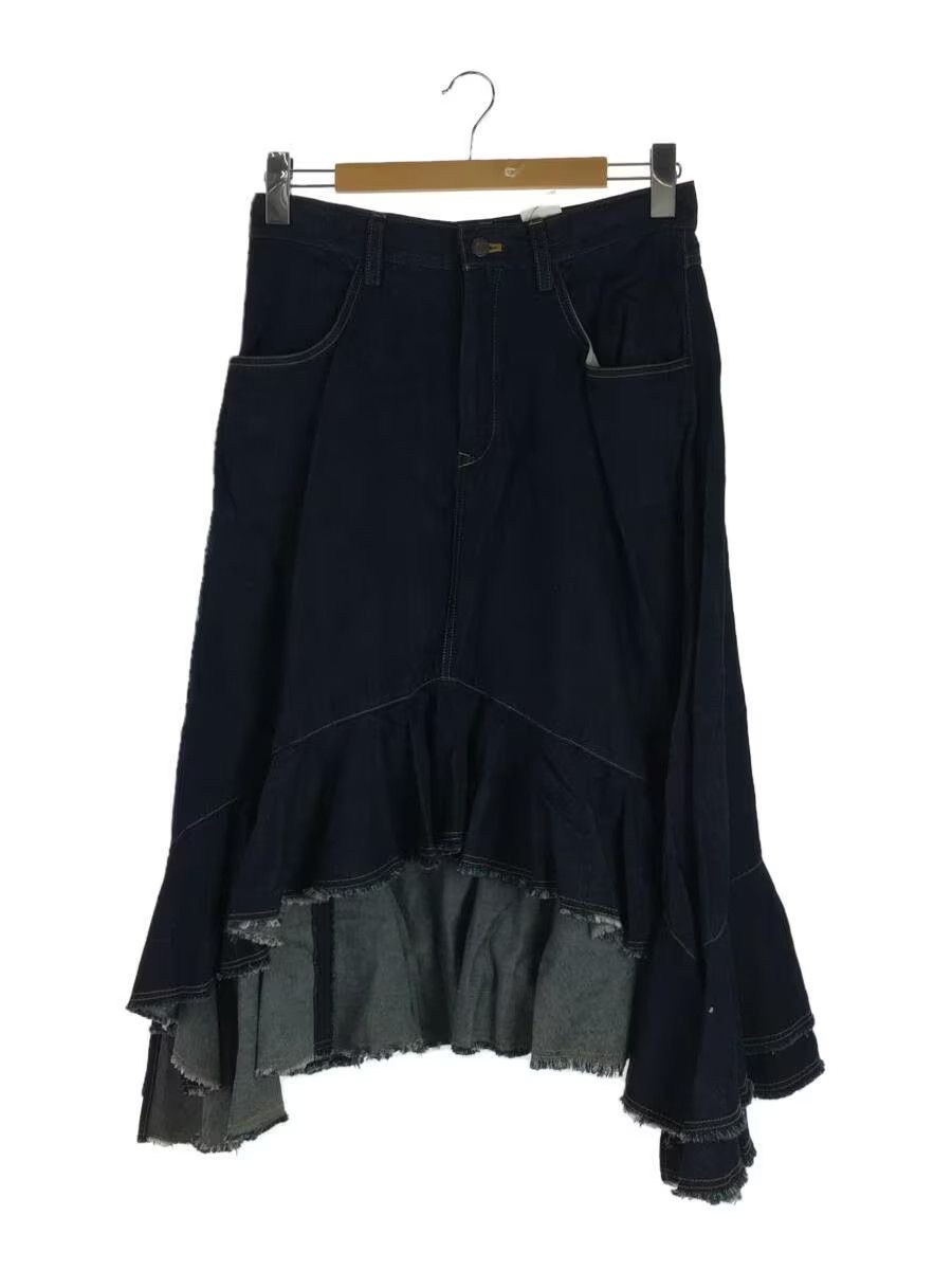 Yohji Yamamoto x YS Yamamoto Layered Raw Hem Denim Skirt in Indigo, Women's (Size 30)