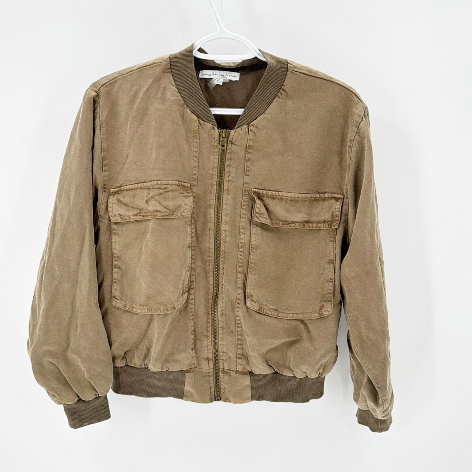 Young Fabulous Broke Young Fabulous & Broke Utility Bomber Cropped Jacket Khaki in Tan, Women's (Size Large)