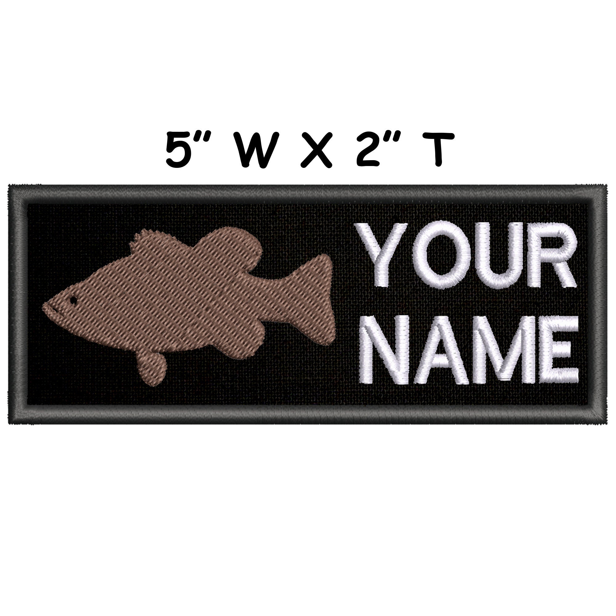 Your Name - Fish Embroidered Patch Iron On/Sew On Custom Diy Badge Name Applique Vest Jacket Jeans Clothing Backpack Outdoors Water Fishing