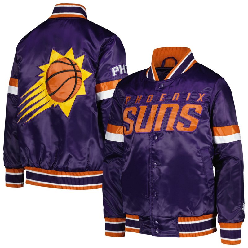 Youth Starter Phoenix Suns Home Game Varsity Satin Full-Snap Jacket Purple, Large - NBA Outerwear Adult/Youth at Academy Sports