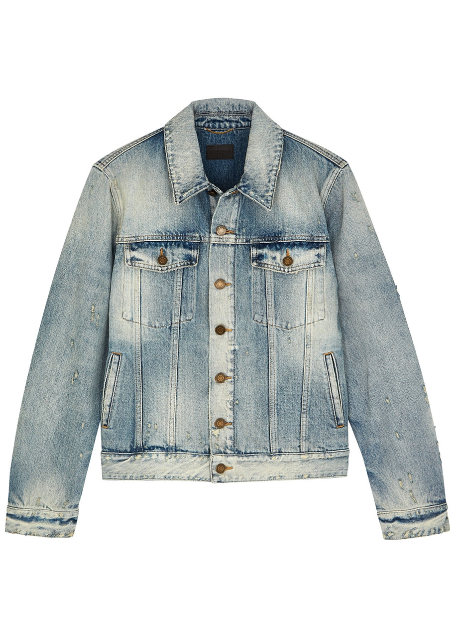 Yves Saint Laurent Blue Distressed Denim Jacket - 10