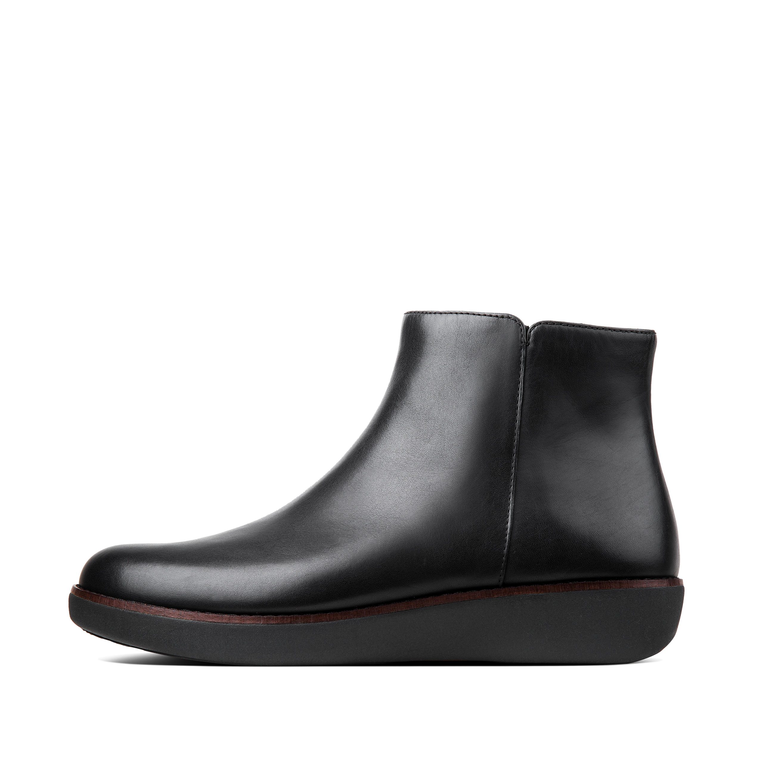 ZIGGY Leather Zip Ankle Boots, Outlet