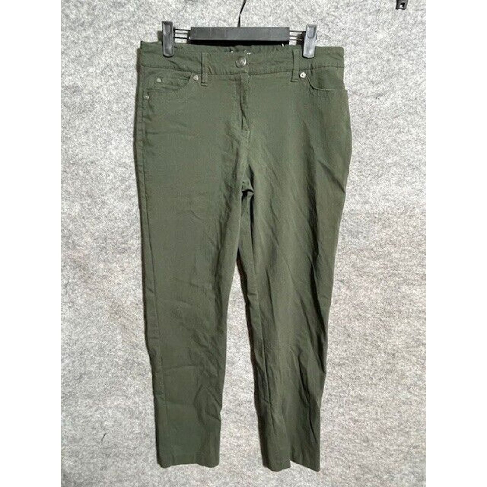 Zac & Rachel Pants Women 10 Chino Rayon Stretch Skinny Green (Size 32)