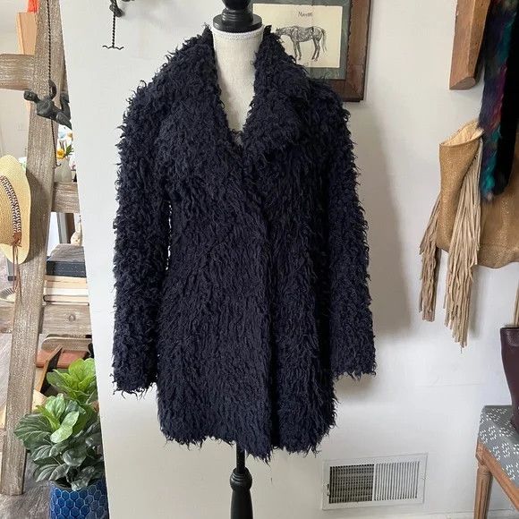 Zadig Voltaire Faux Fur Shaggy Coat in Navy, Women's (Size Small)