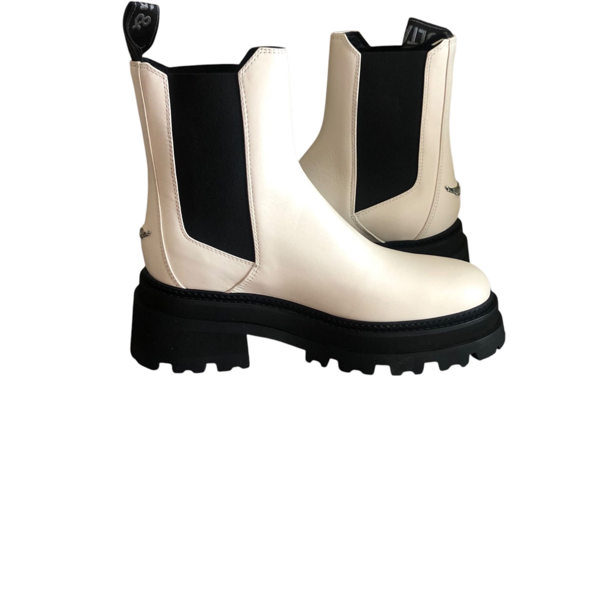 Zadig Voltaire Nib Zadig & Voltaire Ride Chelsea Boots White With Wing Char, Women's (Size 8)