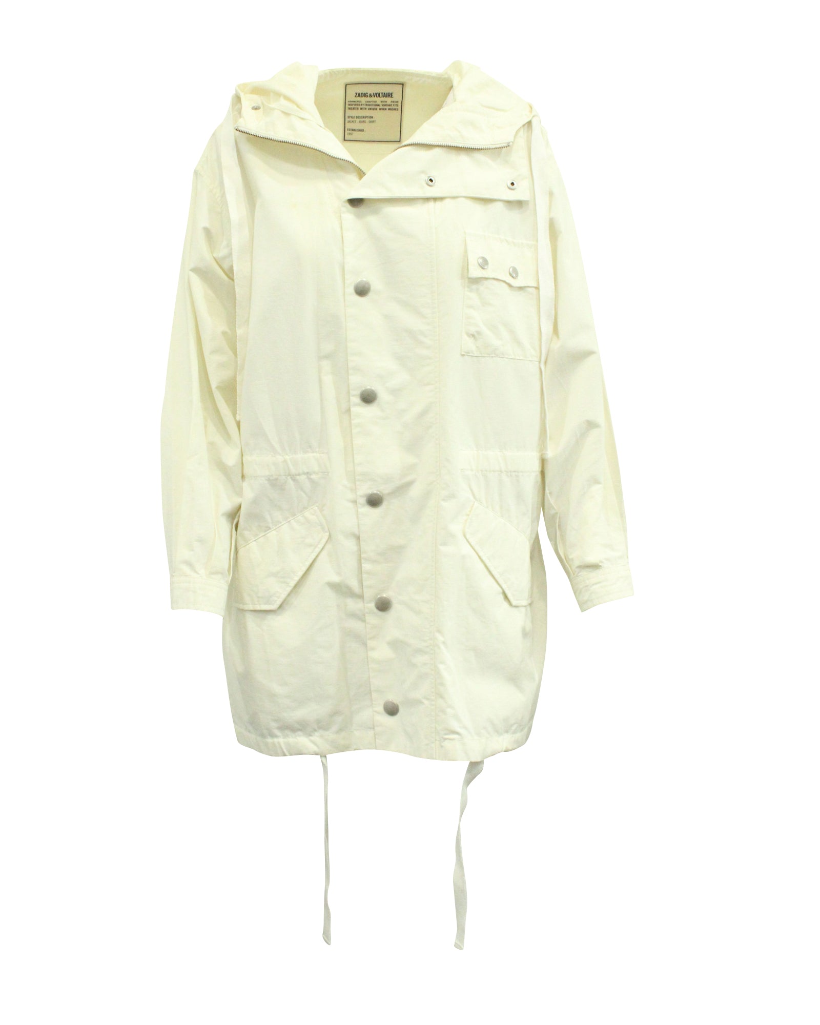 Zadig & Voltaire Hooded Windbreaker in White Cotton