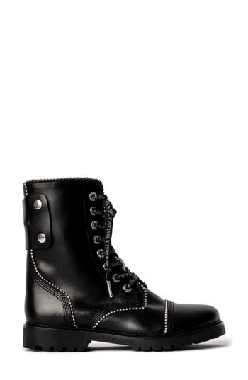 Zadig & Voltaire Water Resistant Combat Boot in Noir at Nordstrom Rack, Size 6Us / 36Eu