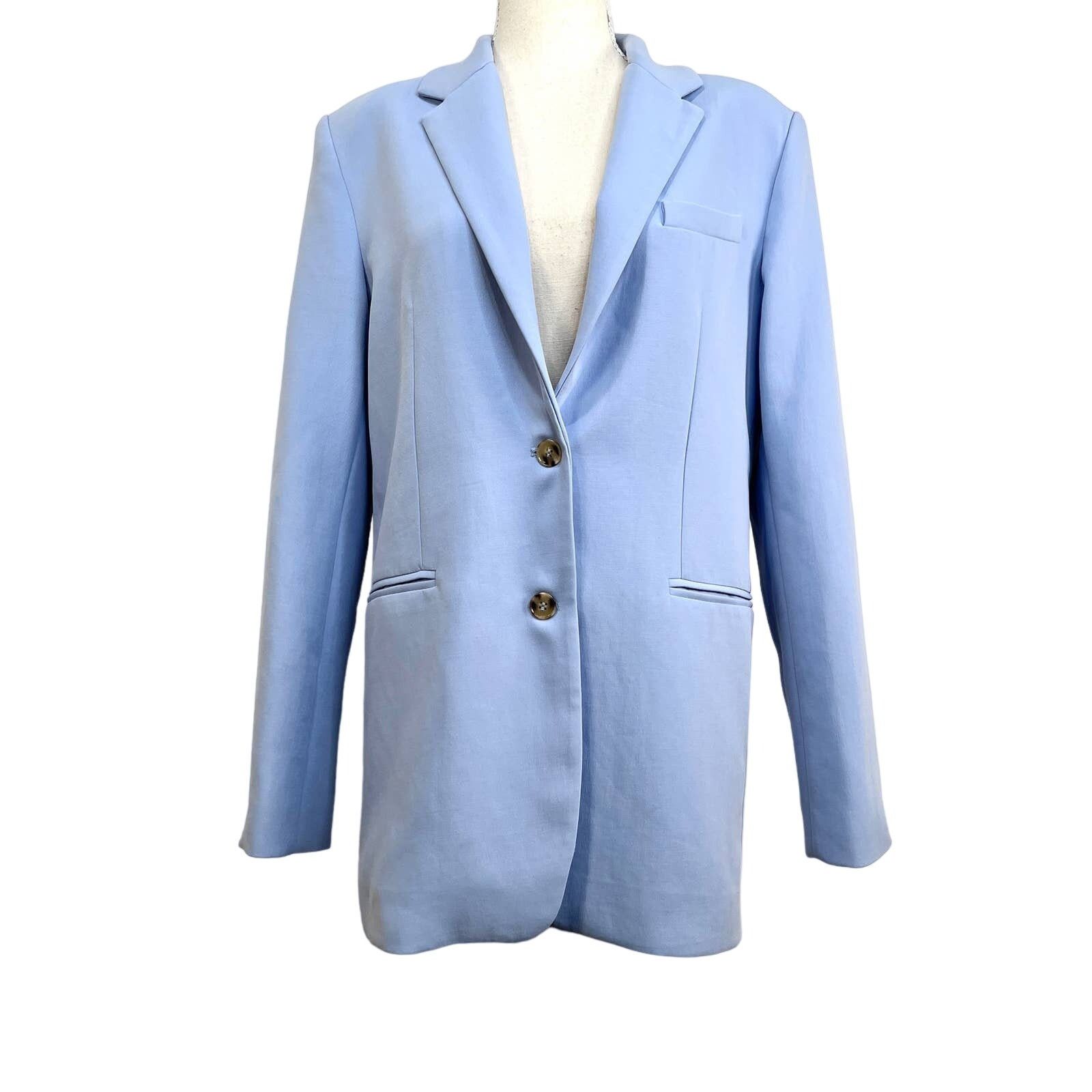 Zara Pastel Blue Straight Blazer 2010708423 Blogger Favorite, Women's (Size XS)