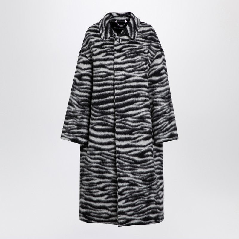 Zebra Pattern Coat In Textured Wool Blend