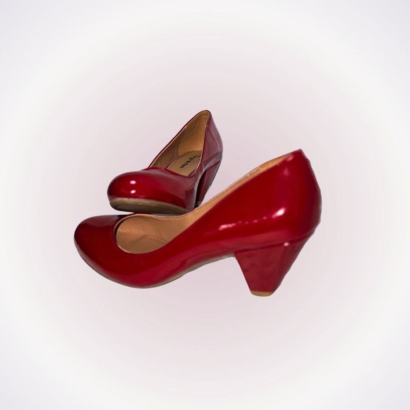 Zigisoho Round Toe Red Kitten Heel Shoes | Size 7.5, Women's