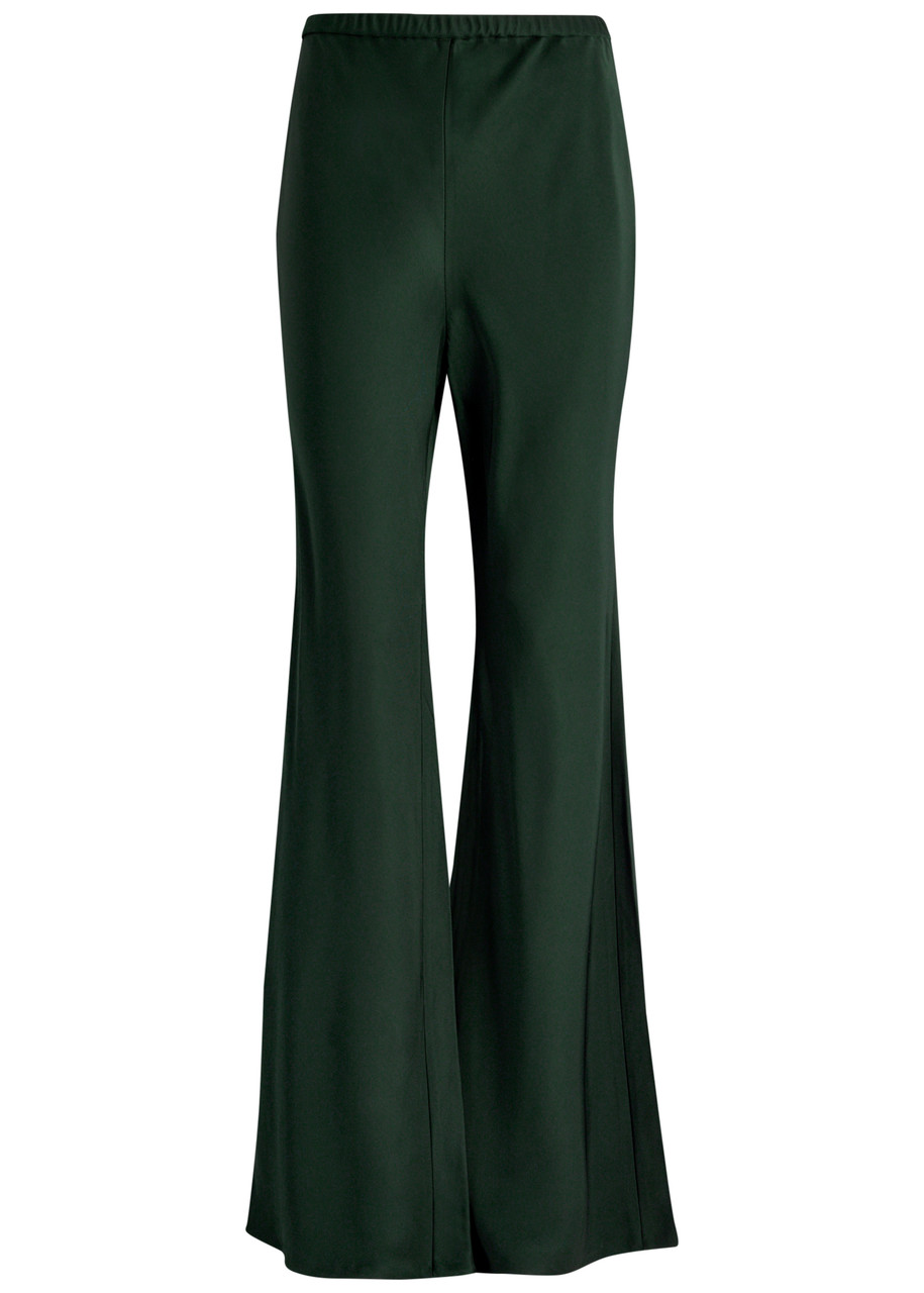 Zimmermann Eden Flared-leg Satin-twill Trousers - Green Dark - 0 (UK 8 / S)