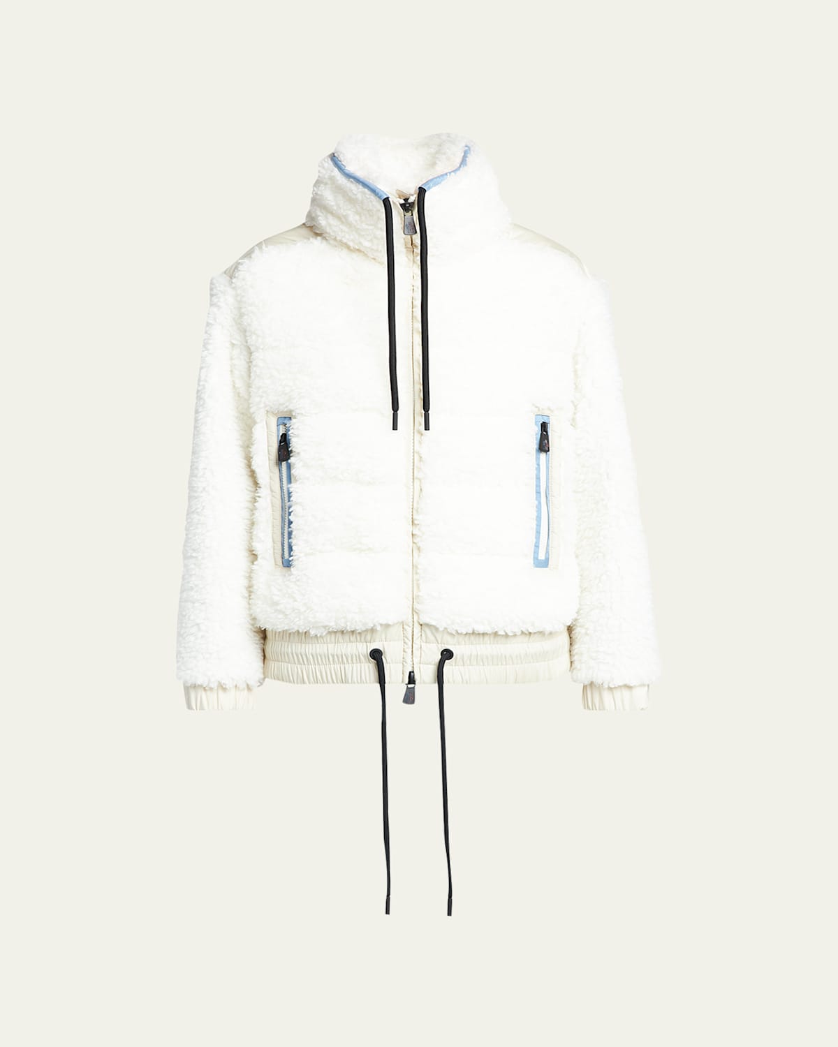 Zip-Up Faux Sherpa Drawstring Puffer Jacket