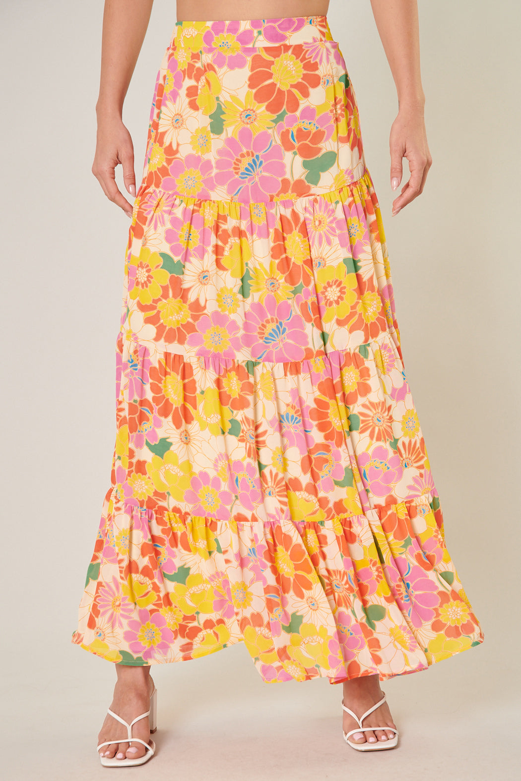 Zippy Tropical Floral Bellingham Tiered Maxi Skirt