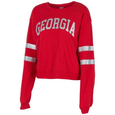 ZooZatz NCAA Georgia Bulldogs Glitter Pullover Sweatshirt, Red, Small