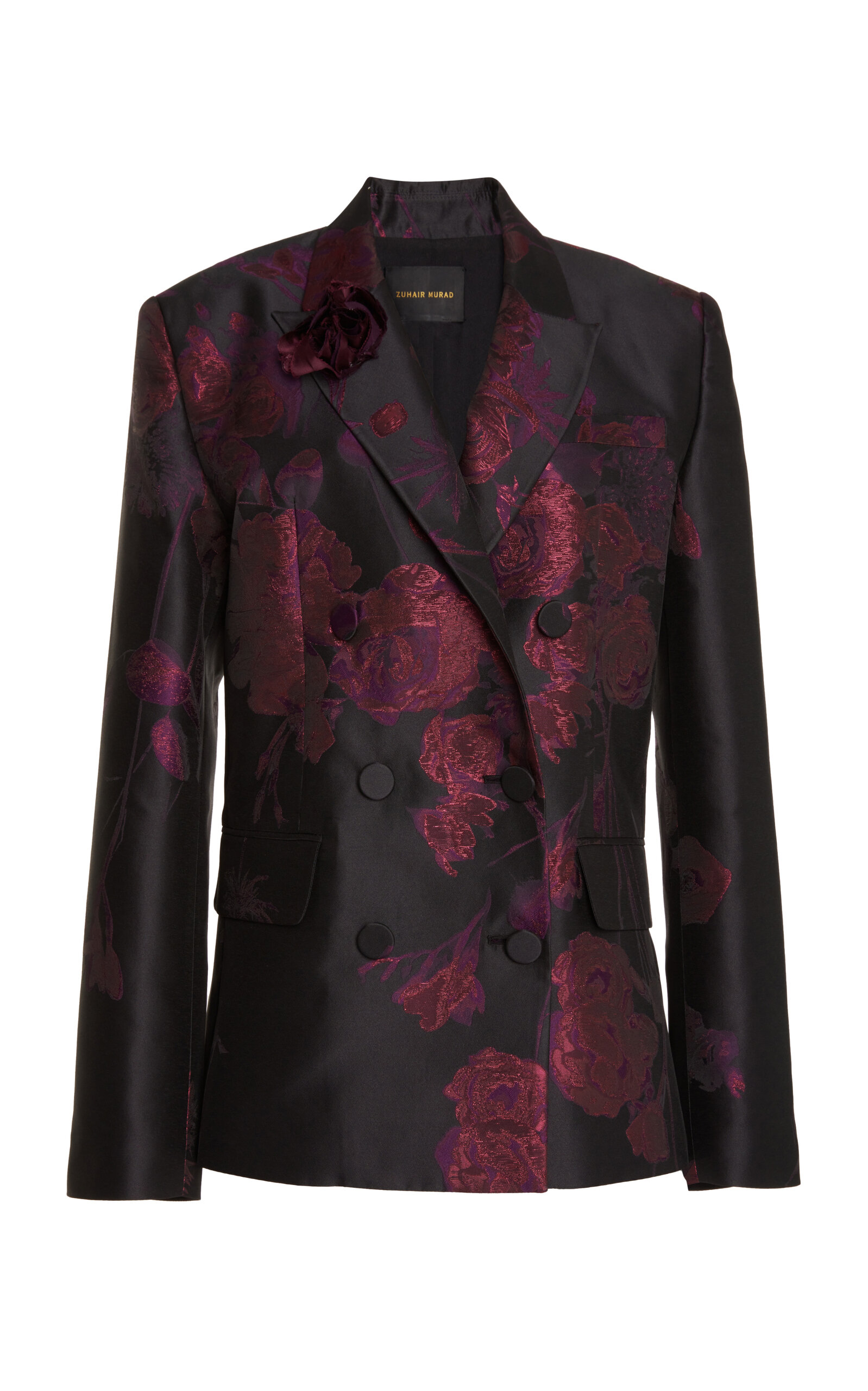 Zuhair Murad - Floral Jacquard Double-Breasted Blazer - Black - FR 36 - Moda Operandi