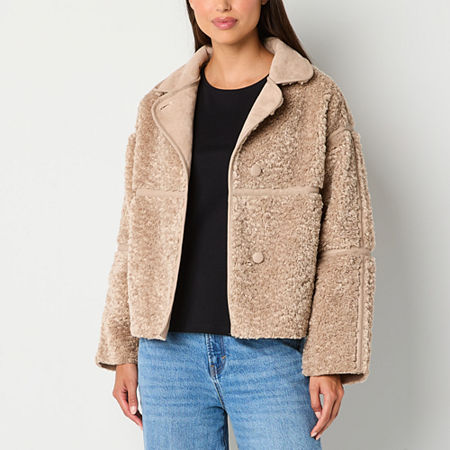 a.n.a Faux Shearling Midweight Coat, Petite Large, Beige